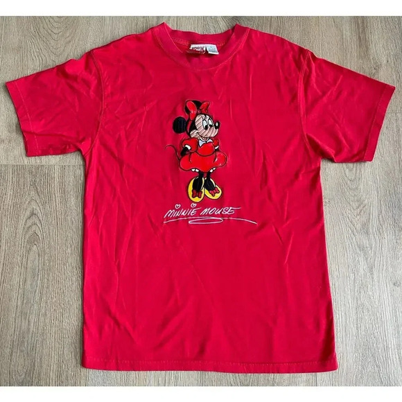 RARE Vintage 90s Mickey Inc Minnie Mouse T-Shirt Short Sleeve Embossed - Picture 1 of 8